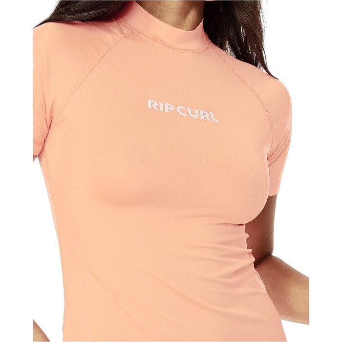 2024 Rip Curl Frauen Classic Surf UPF Short Sleeve Lycra Vest 15HWRV - Bright Peach